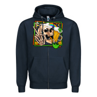 Navy st patricks day peace skull Zipper Hoodie - Jasminsmagicworld