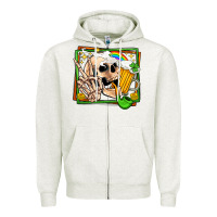 Oatmeal Heather st patricks day peace skull Zipper Hoodie - Jasminsmagicworld