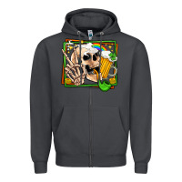 Smoke st patricks day peace skull Zipper Hoodie - Jasminsmagicworld