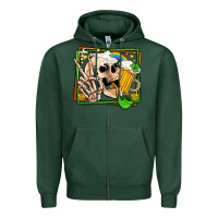 Sports Green st patricks day peace skull Zipper Hoodie - Jasminsmagicworld