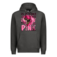 Charcoal Heather in october we wear pink dinosaur Premium Hoodie - LillyAllenDesigns
