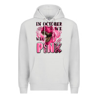 Dove Grey in october we wear pink dinosaur Premium Hoodie - LillyAllenDesigns