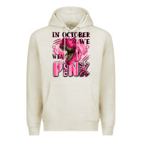 Oatmeal Heather in october we wear pink dinosaur Premium Hoodie - LillyAllenDesigns