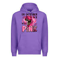 Purple in october we wear pink dinosaur Premium Hoodie - LillyAllenDesigns