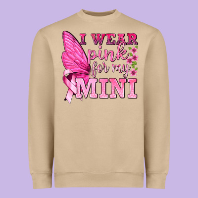 I Wear Pink For My Mini With Butterfly Heavyweight Sweatshirt Designed By Texasbilliewilder