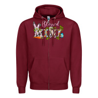 Burgundy blessed mini easter Zipper Hoodie - BarkalooDesign