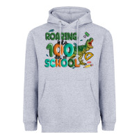 Heather Grey roaring into 100 day of school Heavyweight Hoodie - MaliasSmallBusiness