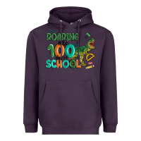 Plum roaring into 100 day of school Heavyweight Hoodie - MaliasSmallBusiness