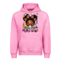 Fuchsia Pink little miss mardi gras afro messy bun kid Urban Hoodie - texasbilliewilder