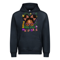 Navy little miss mardi gras afro messy bun kid Urban Hoodie - texasbilliewilder