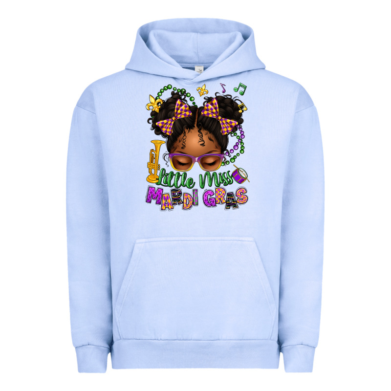 Little Miss Mardi Gras Afro Messy Bun Kid Urban Hoodie by texasbilliewilder | Teevron