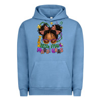 Pigment Pebble Blue little miss mardi gras afro messy bun kid Urban Hoodie - texasbilliewilder