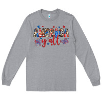 Heather Grey american y'all Long Sleeve Tee - JahusDesignShop