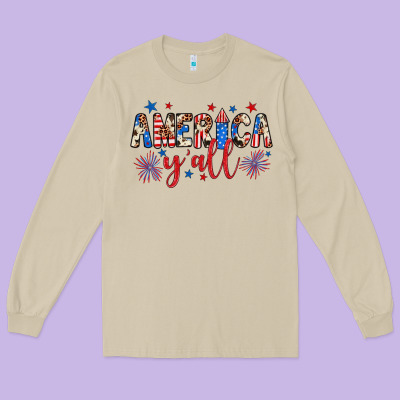 American Y'all Long Sleeve Tee Designed By Jahusdesignshop