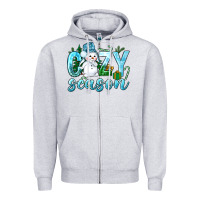 Heather Grey cozy season winter christmas Zipper Hoodie - NancyCooperArtShop