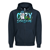 Navy cozy season winter christmas Zipper Hoodie - NancyCooperArtShop