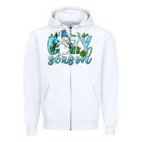 White cozy season winter christmas Zipper Hoodie - NancyCooperArtShop