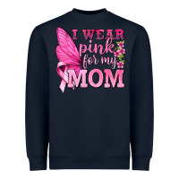 Navy I Wear Pink For My Mom with Butterfly Heavyweight Sweatshirt - texasbilliewilder