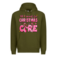 Army Green all i want for christmas is a cure breast cancer Premium Hoodie - LillyAllenDesigns
