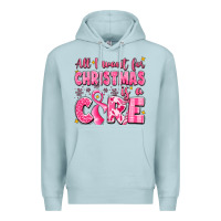 Blue Mist all i want for christmas is a cure breast cancer Premium Hoodie - LillyAllenDesigns