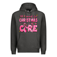 Charcoal Heather all i want for christmas is a cure breast cancer Premium Hoodie - LillyAllenDesigns