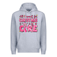 Heather Grey all i want for christmas is a cure breast cancer Premium Hoodie - LillyAllenDesigns