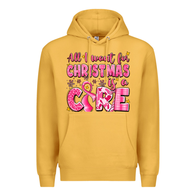 All I Want For Christmas Is A Cure Breast Cancer Premium Hoodie by LillyAllenDesigns | Teevron