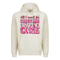 Oatmeal Heather all i want for christmas is a cure breast cancer Premium Hoodie - LillyAllenDesigns