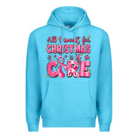 Ocean Blue all i want for christmas is a cure breast cancer Premium Hoodie - LillyAllenDesigns