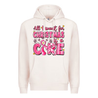 Pale Pink all i want for christmas is a cure breast cancer Premium Hoodie - LillyAllenDesigns