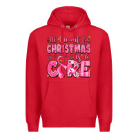Red all i want for christmas is a cure breast cancer Premium Hoodie - LillyAllenDesigns