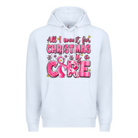White all i want for christmas is a cure breast cancer Premium Hoodie - LillyAllenDesigns
