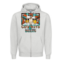 Dove Grey cowboys and beers Zipper Hoodie - NancyCooperArtShop