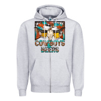 Heather Grey cowboys and beers Zipper Hoodie - NancyCooperArtShop