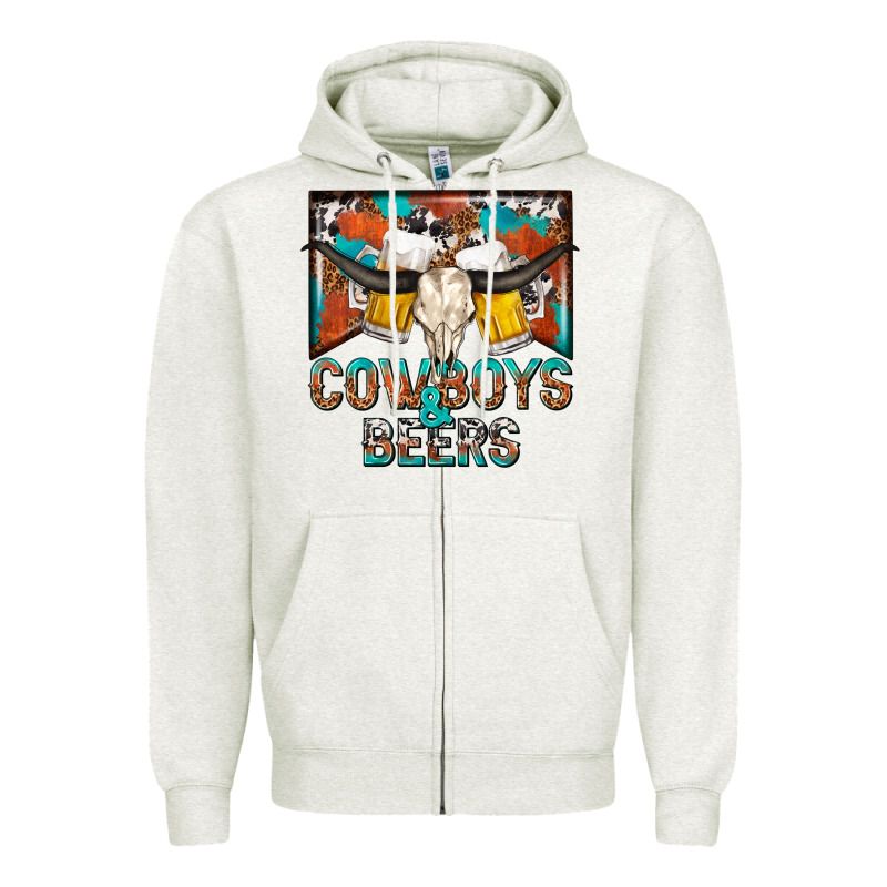 Cowboys And Beers Zipper Hoodie by NancyCooperArtShop | Teevron