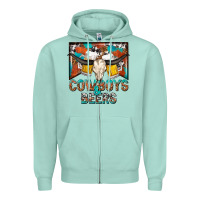 Seafoam cowboys and beers Zipper Hoodie - NancyCooperArtShop