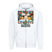 White cowboys and beers Zipper Hoodie - NancyCooperArtShop