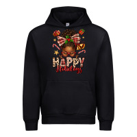 Black happy holidays christmas afro messy bun Urban Hoodie - texasbilliewilder