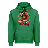 Emerald happy holidays christmas afro messy bun Urban Hoodie - texasbilliewilder