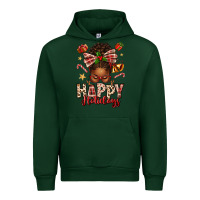 Forest Green happy holidays christmas afro messy bun Urban Hoodie - texasbilliewilder