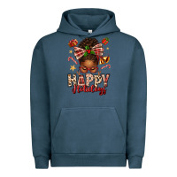 Pigment Midnight Navy happy holidays christmas afro messy bun Urban Hoodie - texasbilliewilder