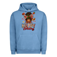 Pigment Pebble Blue happy holidays christmas afro messy bun Urban Hoodie - texasbilliewilder