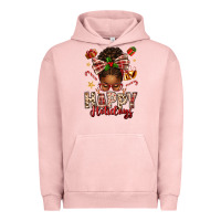 Pigment Salmon happy holidays christmas afro messy bun Urban Hoodie - texasbilliewilder