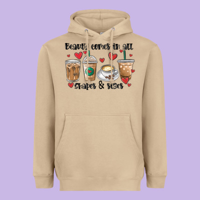 Beauty Comes In All Shapes And Sizes Coffee Heavyweight Hoodie Designed By Maliassmallbusiness