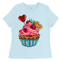 Baby Blue valentines day cupcake Ladies Tee - AdoDesignShop