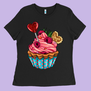Valentines Day Cupcake Ladies Tee Designed By Adodesignshop