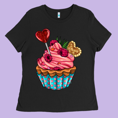 Valentines Day Cupcake Ladies Tee Designed By Adodesignshop