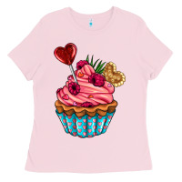 Bubblegum Pink valentines day cupcake Ladies Tee - AdoDesignShop