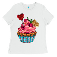White valentines day cupcake Ladies Tee - AdoDesignShop