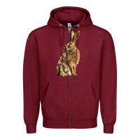 Burgundy Hares Zipper Hoodie - LillyAllenDesigns